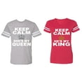 thumbnail image 1 of Keep Calm King Queen Matching Couple Cotton Jerseys (Men Heather / Women Red) (Men M / Women M), 1 of 3
