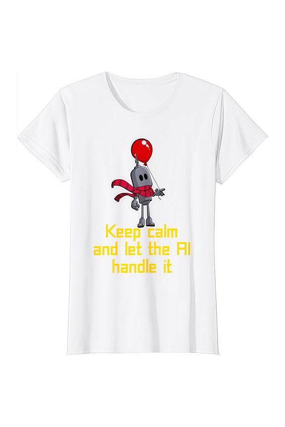 "Keep Calm And Let The AI Handle It" Robot Graphic Tees Futuristic Tech - Themed Print T - shirts With Cute Robot And Motivational Text Design Comfortable Short Sleeve Casual Daily Wear Tops