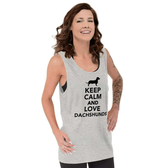 Keep Calm Love Dachshunds Dog Joke Tank Top T Shirts Men Women Brisco Brands X