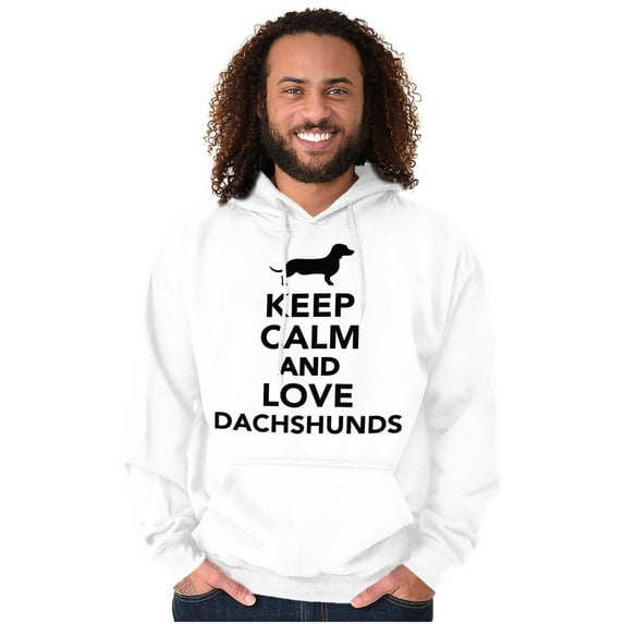 Keep Calm Love Dachshunds Dog Joke Unisex Plus Fleece Graphic Hoodie Brisco Brands 2X