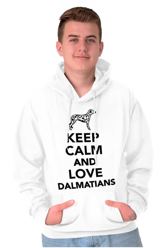 Keep Calm Love Dalmatians Dog Joke Unisex Plus Fleece Graphic Hoodie Brisco Brands 2X