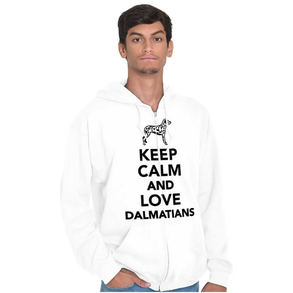 Keep Calm Love Dalmatians Dog Joke Unisex Fleece Graphic Zip Up Hoodie Brisco Brands 2X