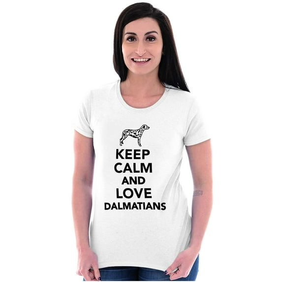 Keep Calm Love Dalmatians Dog Joke Womens Fitted Plus Size Graphic Tee Brisco Brands 2X