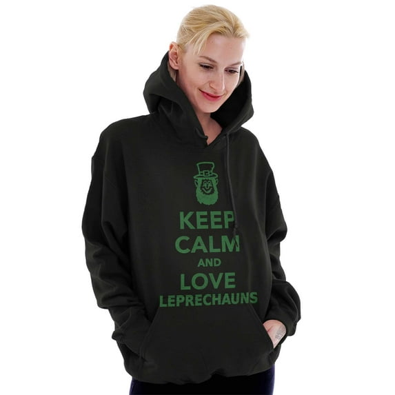 Keep Calm Love Leprechauns St Paddys Hoodie Sweatshirt Women Men Brisco Brands L