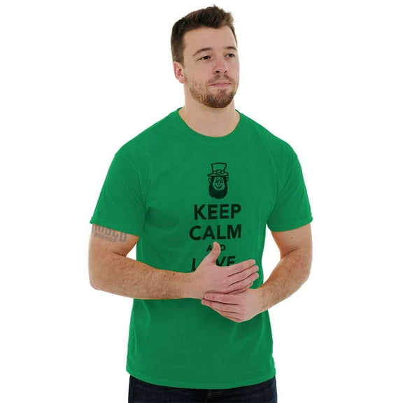 Keep Calm Love Leprechauns St Paddys Plus Size Crewneck Graphic Tee Shirt Brisco Brands 2X