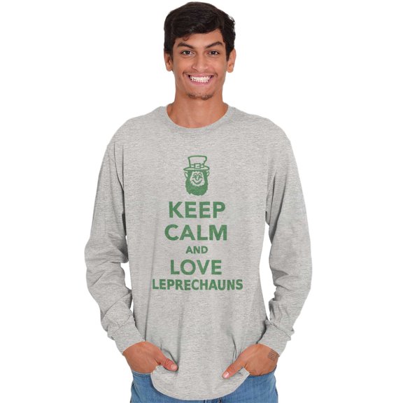 Keep Calm Love Leprechauns St Paddys Plus Size Long Sleeve Graphic Tee Shirt Brisco Brands 3X