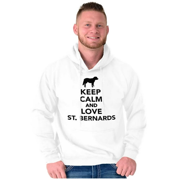 Keep Calm Love St Bernards Dog Joke Unisex Plus Fleece Graphic Hoodie Brisco Brands 3X