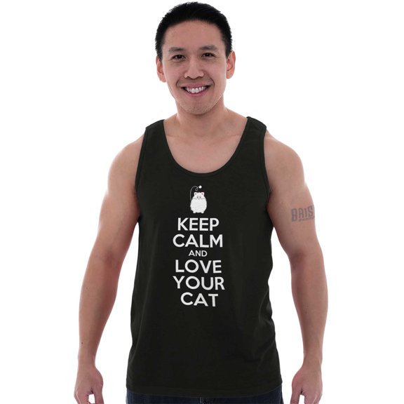 Keep Calm Love Your Cat Pet Lover Plus Size Graphic Tank Top Brisco Brands 2X