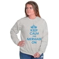 thumbnail image 1 of Keep Calm Mermaid On Beach Day Cute Women Crewneck Sweatshirt Brisco Brands M, 1 of 6
