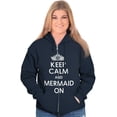 thumbnail image 1 of Keep Calm Mermaid On Beach Day Cute Womens Plus Size Graphic Zipper Hoodie Brisco Brands 4X, 1 of 5