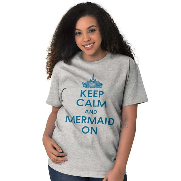 Keep Calm Mermaid On Beach Day Cute Women's Graphic T Shirt Tees Brisco Brands L