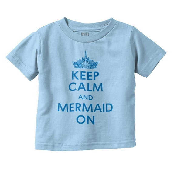 Keep Calm Mermaid On Beach Day Cute Youth T Shirt Tee Girls Infant Toddler Brisco Brands 2T