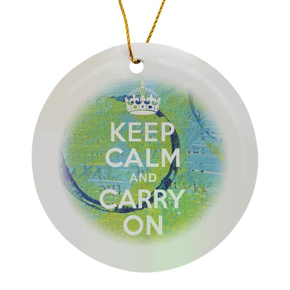3drose, Keep Calm Mixed Media Digital Art by Angelandspot, Circle Porcelain Ornament