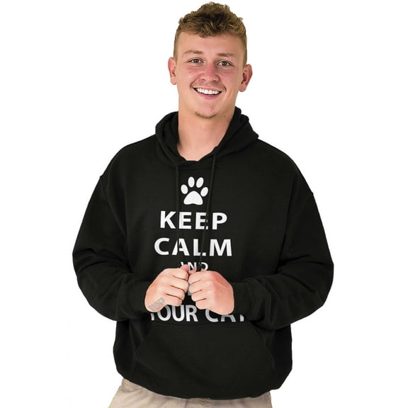Keep Calm Pet Your Cat Kitty Lovers Hoodie Sweatshirt Women Men Brisco Brands S