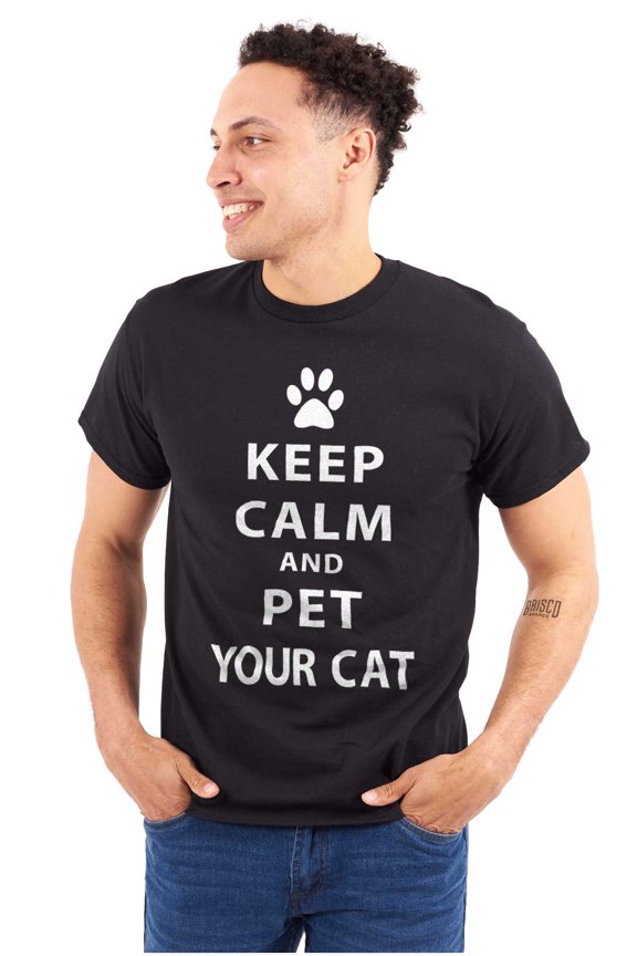 Keep Calm Pet Your Cat Kitty Lovers Plus Size Crewneck Graphic Tee Shirt Brisco Brands 2X