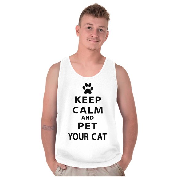 Keep Calm Pet Your Cat Kitty Lovers Tank Top T Shirts Men Women Brisco Brands S