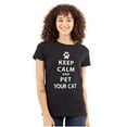 thumbnail image 1 of Keep Calm Pet Your Cat Kitty Lovers Womens Fitted Plus Size Graphic Tee Brisco Brands 3X, 1 of 5
