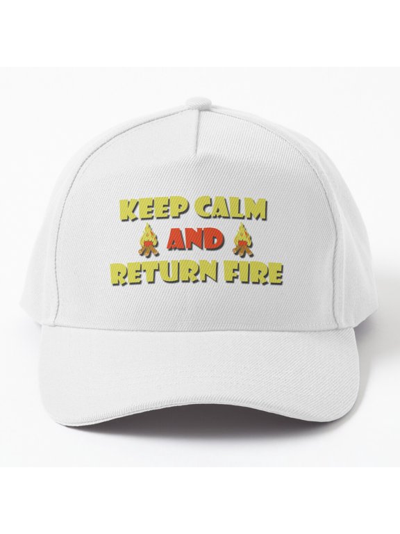 Keep Calm Return Fire Baseball Cap, Tactical Response Statement Graphic Design, Classic Hat