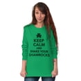 thumbnail image 1 of Keep Calm Shake Shamrocks St Paddys Long Sleeve TShirt Men Women Brisco Brands X, 1 of 6