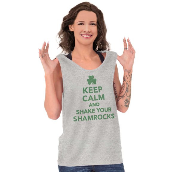 Keep Calm Shake Shamrocks St Paddys Tank Top T Shirts Men Women Brisco Brands X