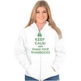 thumbnail image 1 of Keep Calm Shake Shamrocks St Paddys Zip Up Hoodie Men's Women's Brisco Brands L, 1 of 6