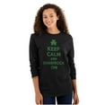 thumbnail image 1 of Keep Calm Shamrock On St Patrick's Long Sleeve TShirt Men Women Brisco Brands S, 1 of 6