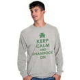 thumbnail image 1 of Keep Calm Shamrock On St Patrick's Plus Size Long Sleeve Graphic Tee Shirt Brisco Brands 3X, 1 of 3