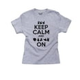 thumbnail image 1 of Keep Calm & Sign On - American Sign Language ASL Girl's Cotton Youth Grey T-Shirt, 1 of 2