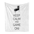 thumbnail image 1 of Keep Calm Soft Flannel Fleece Throw Blanket, Pinball Machine Arcade Room Concept Keep Calm and Game on Fun Entertainment, Cozy Plush for Indoor and Outdoor Use, 60" x 80", Black White, by Ambesonne, 1 of 5