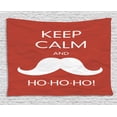 thumbnail image 1 of Keep Calm Tapestry, Ho Ho Ho Quote with the Iconic Santa Mustache Joyful Christmas Feliz Navidad, Wall Hanging for Bedroom Living Room Dorm Decor, 80W X 60L Inches, Red Coconut, by Ambesonne, 1 of 2