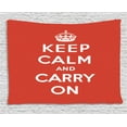 thumbnail image 1 of Keep Calm Tapestry, Red and White Composition with Keep Calm and Carry On Text and a Royal UK Crown, Wall Hanging for Bedroom Living Room Dorm Decor, 80W X 60L Inches, Red White, by Ambesonne, 1 of 2