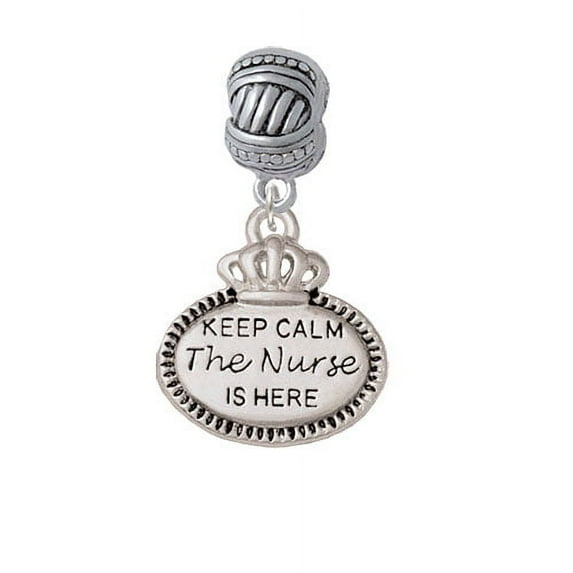 Keep Calm The Nurse is Here - Large Rope with Cross Beads Charm Bead