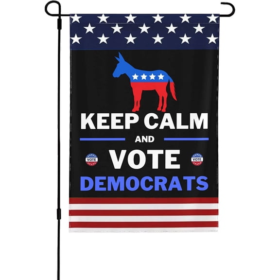 Keep Calm And Vote Garden Flag Democrats Blue Save America Save Democrats In 2022 2024 Garden Flag 12.5"X18" Double Sided Printed Garden Flags Lawn Wall Yard Signs