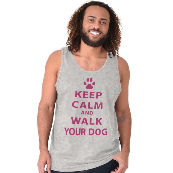 Keep Calm Walk Your Dog Pet Owner Plus Size Graphic Tank Top Brisco Brands 3X