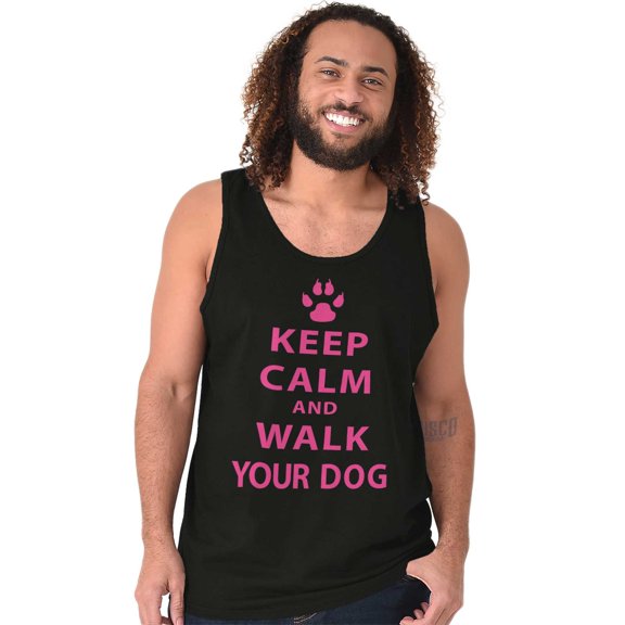 Keep Calm Walk Your Dog Pet Owner Plus Size Graphic Tank Top Brisco Brands 2X