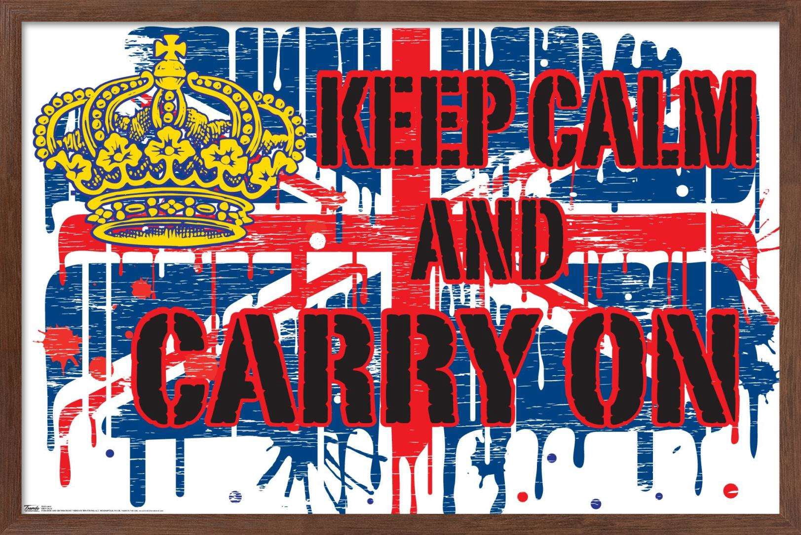 Keep Calm Wall Poster, 14.725" x 22.375", Framed