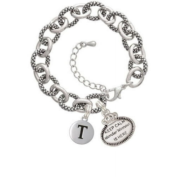 Keep Calm Wonder Woman is Here -T- Pebble Initial Diana Bracelet