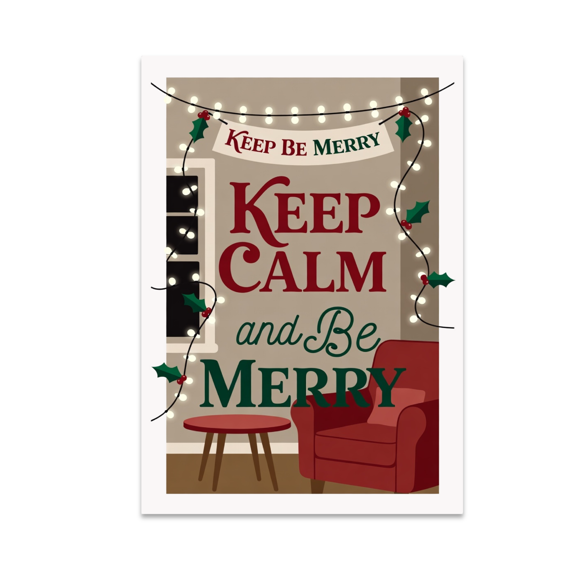 Keep Calm and Be Merry Holiday Decor - Home Decor Enthusiast - 13x19 Poster Print