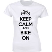 Keep Calm and Bike On Cute Biker Bikathon Mountain Bike Gift S-2XL T-Shirt
