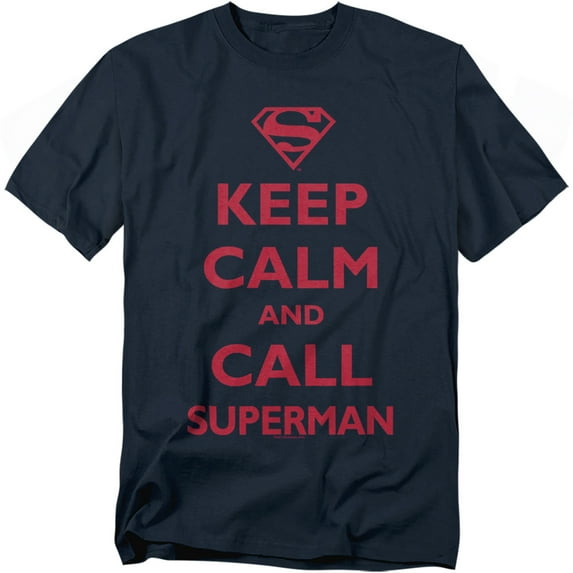 Keep Calm and Call Superman Men's T-Shirt, Navy, X-Large