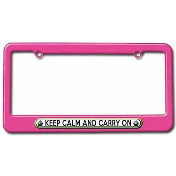Keep Calm and Carry On Green License Plate Tag Frame, Multiple Colors