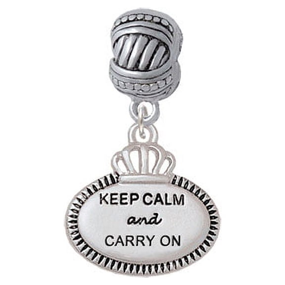 Keep Calm and Carry On - Large Rope with Cross Beads Charm Bead