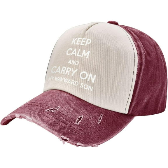 Keep Calm and Carry On My Wayward Son Hat Vintage Adjustable Baseball Cap Dad Hat Trucker Hat for Women Men,Dark Red