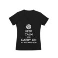 thumbnail image 1 of Keep Calm and Carry On My Wayward Son Women's Fitted V-Neck T-Shirt XX-Large Black, 1 of 5