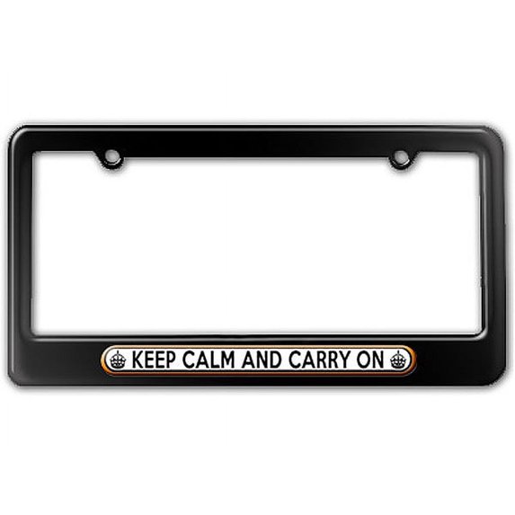 Keep Calm and Carry On Orange License Plate Frame