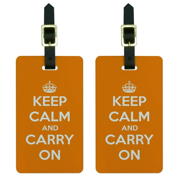 Keep Calm and Carry On Orange Luggage Tag Set
