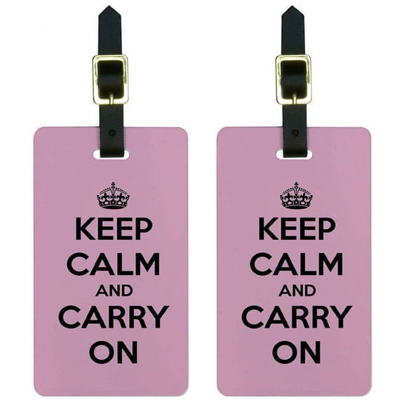 Keep Calm and Carry On Pink Luggage Tags Suitcase Carry-On ID, Set of 2