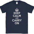 thumbnail image 1 of Keep Calm and Carry On T-Shirt British Saying Stay Strong Text Tee - Navy, 4XL, 1 of 1