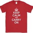 thumbnail image 1 of Keep Calm and Carry On T-Shirt British Saying Stay Strong Text Tee - Red, M, 1 of 1