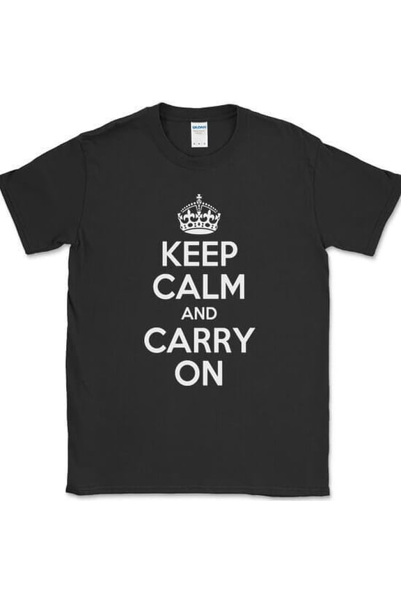 Keep Calm and Carry On T-Shirt British Saying Stay Strong Text Tee